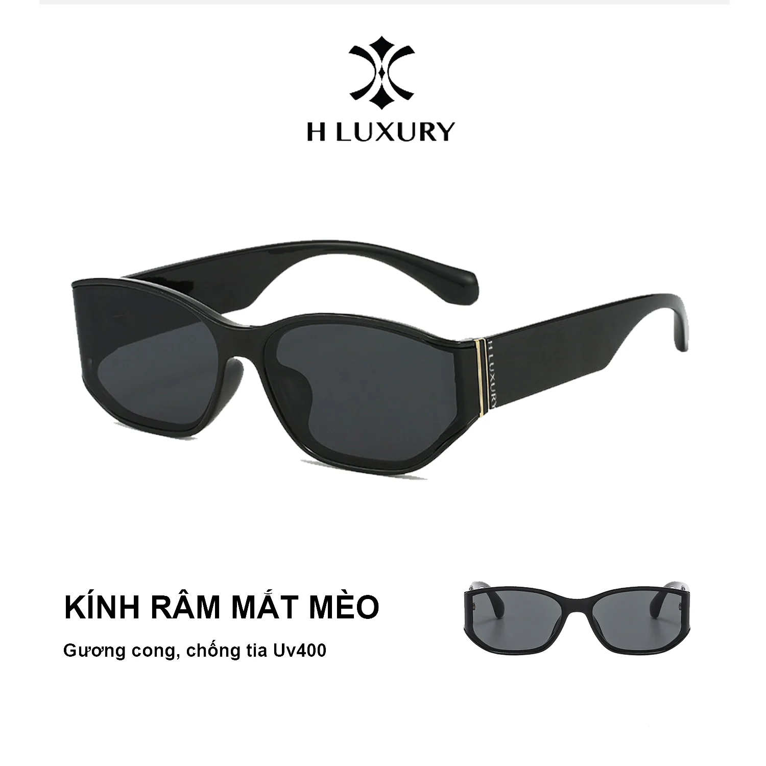 Kính râm mắt mèo gương cong thiết kế mới - Kính râm nam nữ chống tia UV, chói lóa V30 - Fom dáng hợp xu hướng