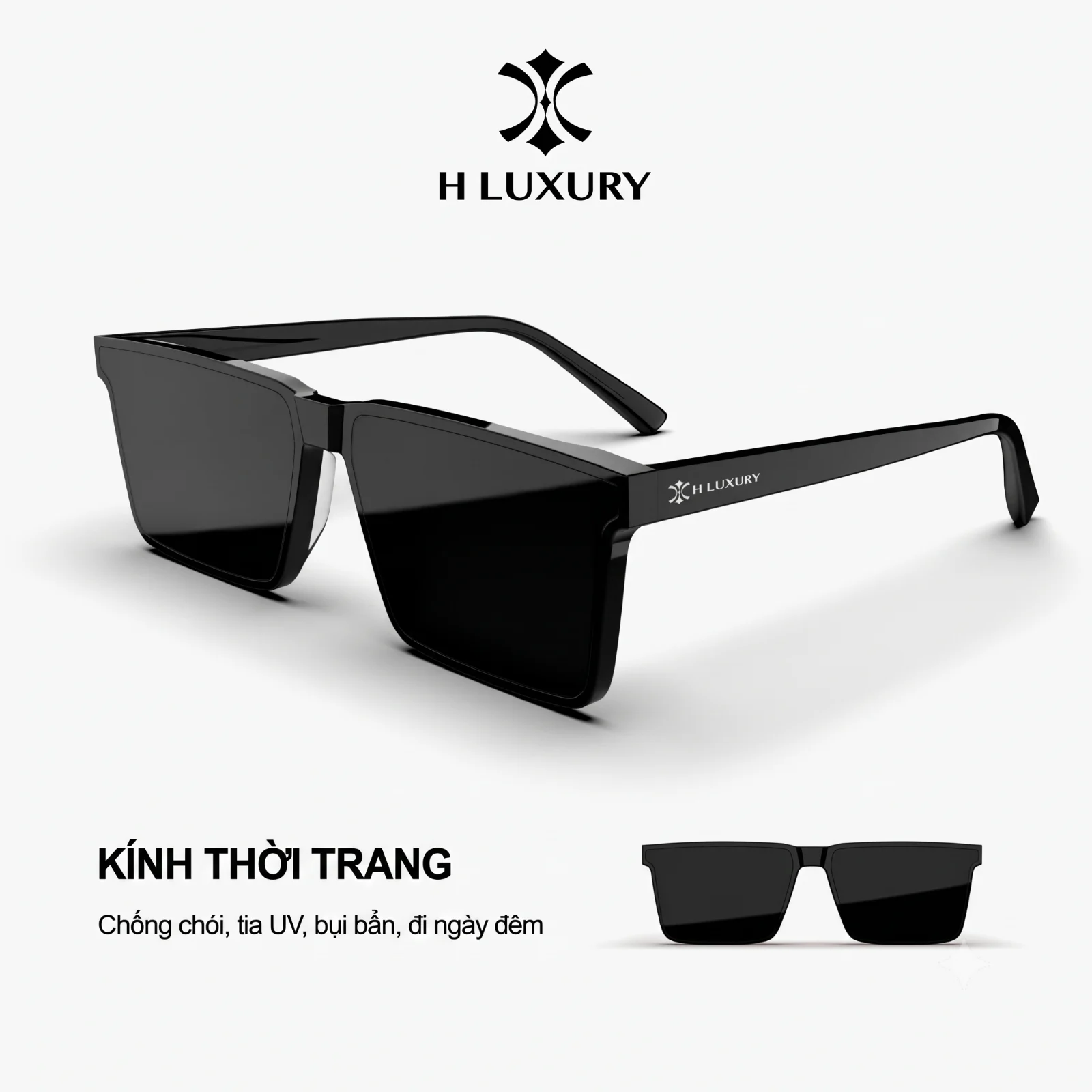 Kính râm nam nữ chữ nhật V2 dành cho Nam Nữ hợp thời trang, Chống tia Uv và bụi bẩn