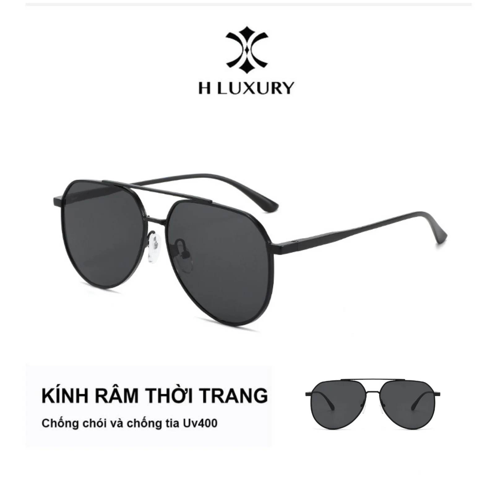 Kính râm phi công V21 cho nam nữ chống chói & tia UV, gọng kim loại cao cấp - Kính râm thời trang cho nam nữ