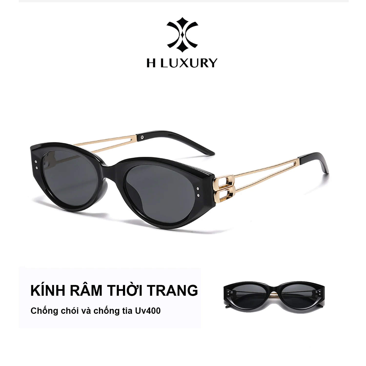 Kính Râm Mèo Nữ Thời Trang Cao Cấp V16 H Luxury Gọng Hợp Kim Phong Cách Sang Trọng & Bắt Mắt