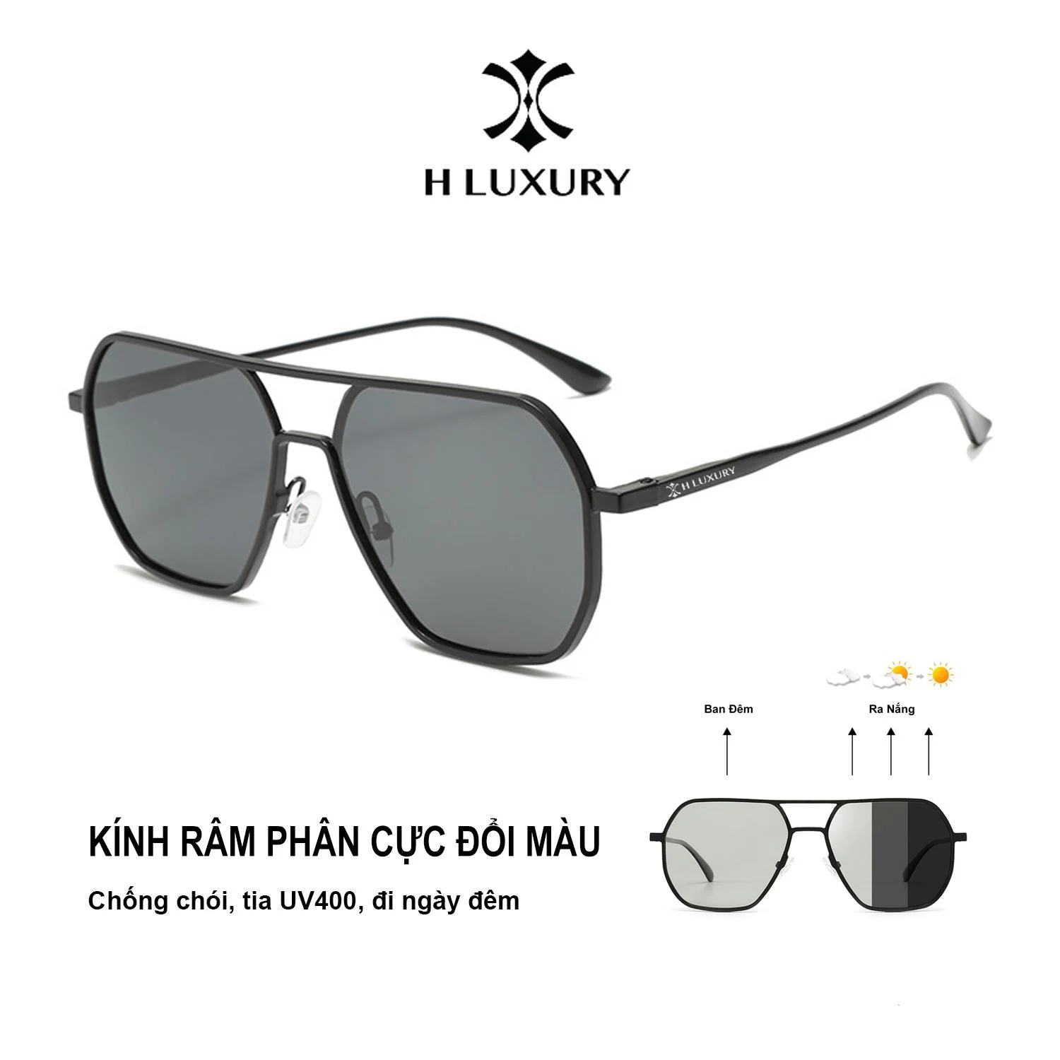 Kính râm phân cực chống chói lóa hợp thời trang dành cho nam nữ, kính Đổi Màu Phân Cực V14