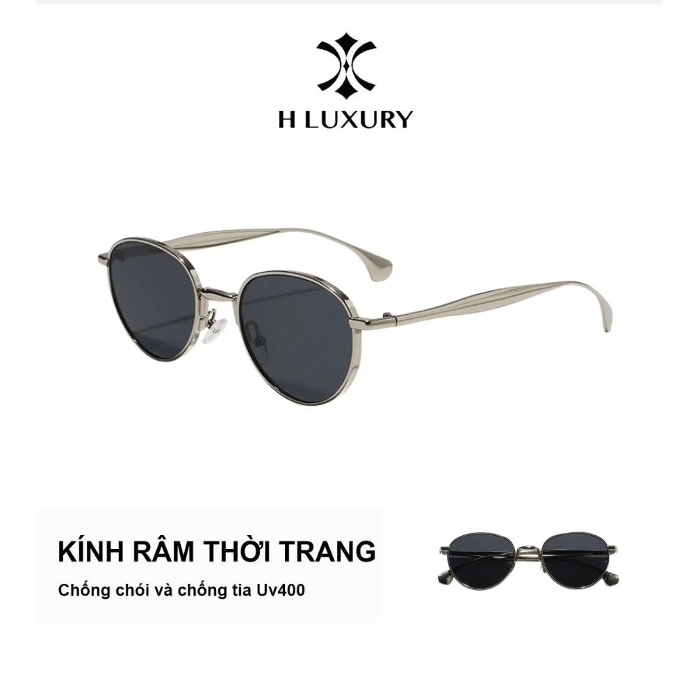 Kính thời trang kiểu dáng oval V6, khung kim loại cao cấp, phong cách Âu Mỹ, dành cho nữ chống tia uv và chói lóa