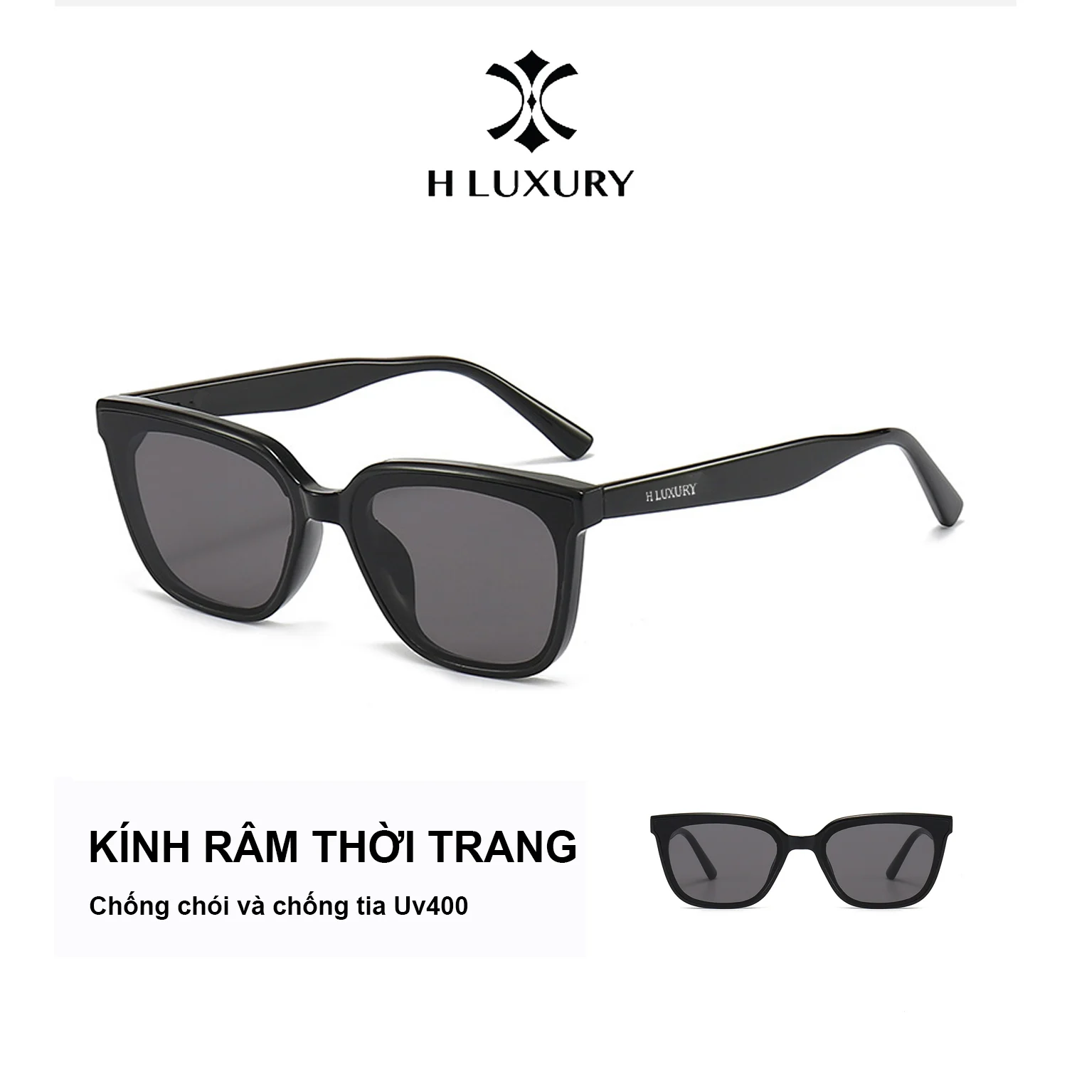 Kính Râm Nam Nữ H Luxury V35 Cao Cấp Hot - Chống UV - Chống bụi bẩn - Phù Hợp Mọi Khuôn Mặt